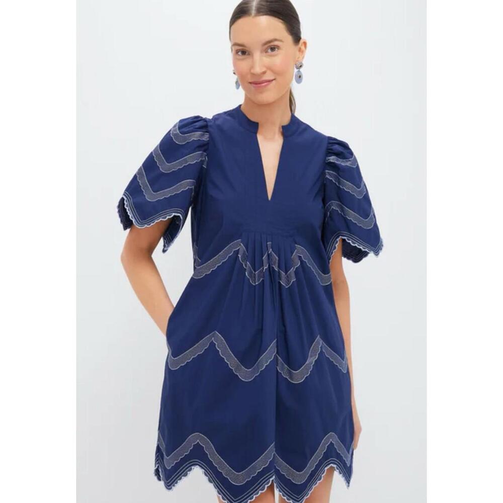 Tuckernuck Hyacinth House Navy Embroidered Weston Mini Dress NWT Small S - Picture 2 of 9